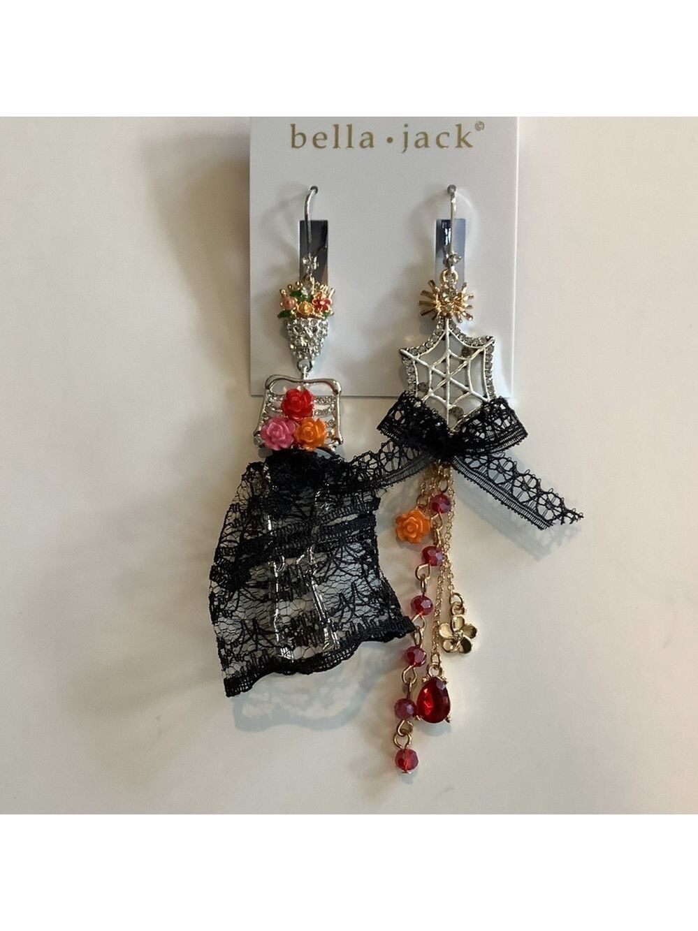 Skeleton Bride & Spiderweb Halloween Earrings Bella Jack New